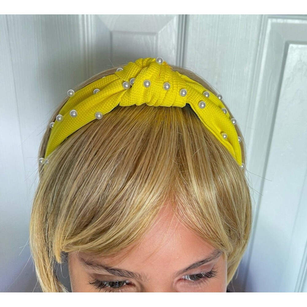 New Women Headband Hair Accessories Solid Pearls Center Knot - Picture 10 of 12